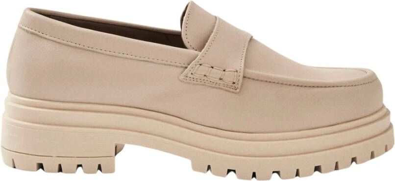 ALOHAS Crème Leren Loafers met Lug Zolen Beige Dames