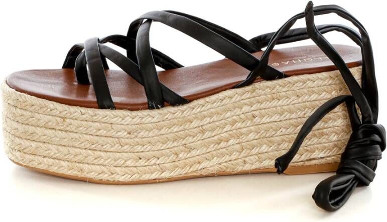 ALOHAS Gekruiste Enkel Espadrilles Black Dames