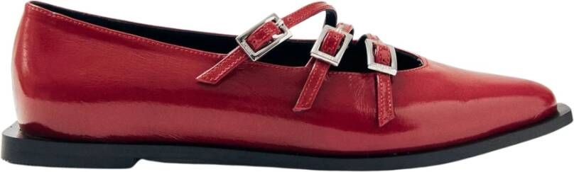 ALOHAS Jive Onix Rode Leren Ballet Flats Red Dames