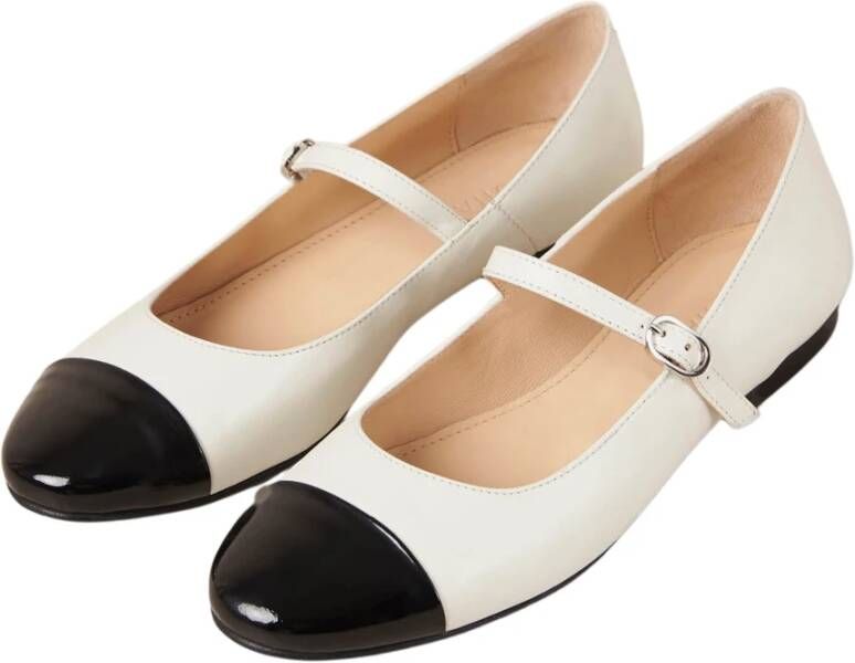 ALOHAS Musa Bicolor Zwart Room Lederen Ballet Flats White Dames