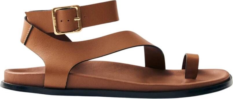 ALOHAS Myles Tan Leren Sandalen Brown Dames