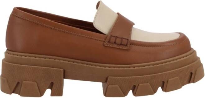 ALOHAS Trailblazer Bicolor Leren Loafers Brown Dames