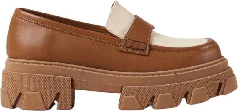 ALOHAS Trailblazer Bicolor Leren Loafers Brown Dames