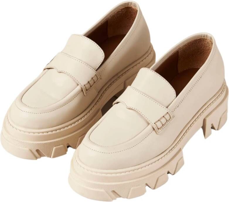 ALOHAS Cream Leather Loafers Trailblazer Style Beige Dames