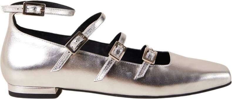 ALOHAS Zilveren Leren Ballet Flats Gray Dames