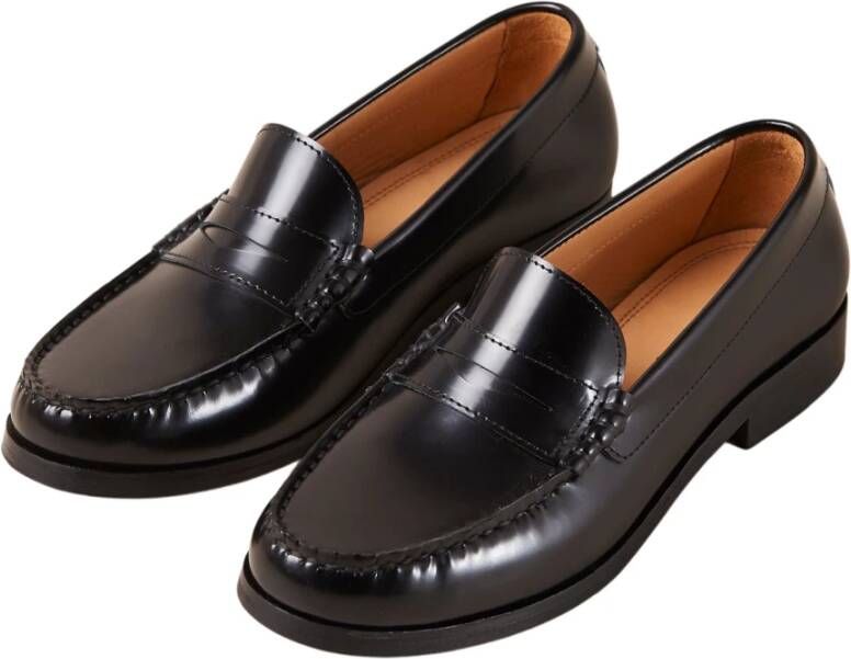 ALOHAS Zwarte leren loafers met studs Black Dames