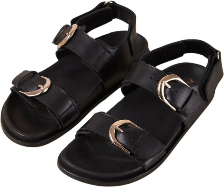 ALOHAS Zwarte leren sandalen Black Dames