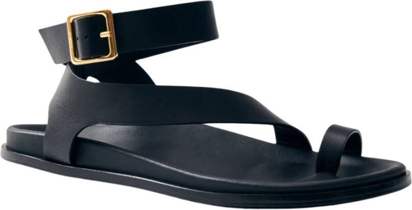 ALOHAS Zwarte leren sandalen Black Dames