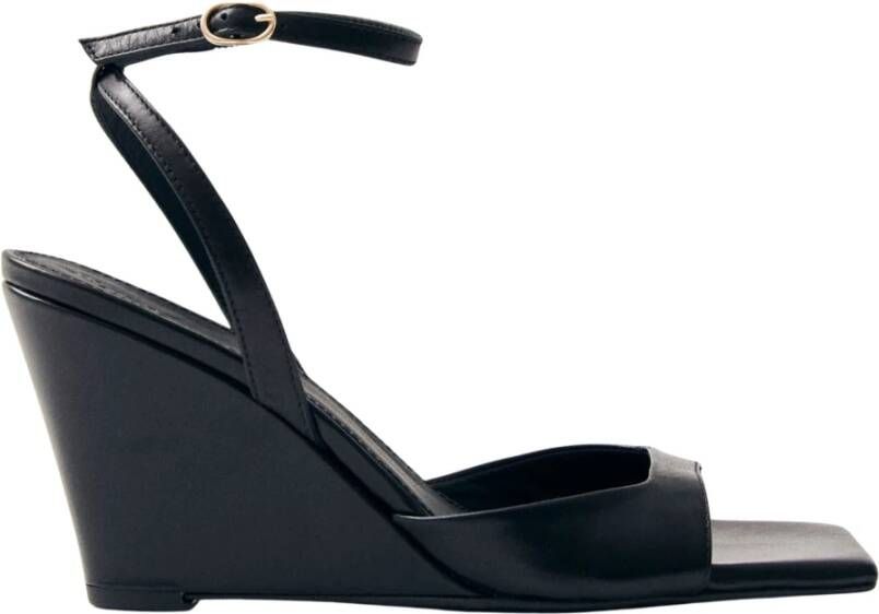 ALOHAS Zwarte leren sandalen Black Dames