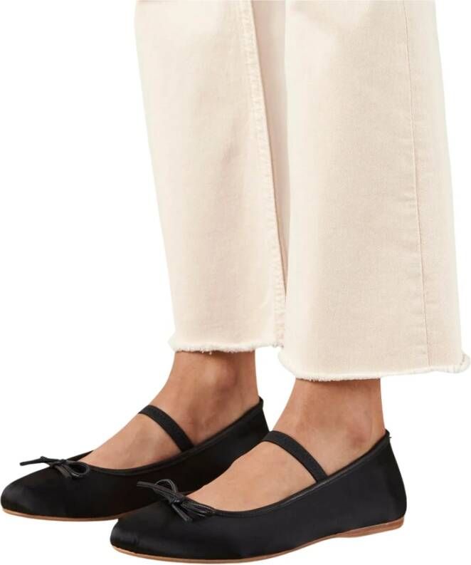 ALOHAS Zwarte Satijnen Ballet Flats Black Dames