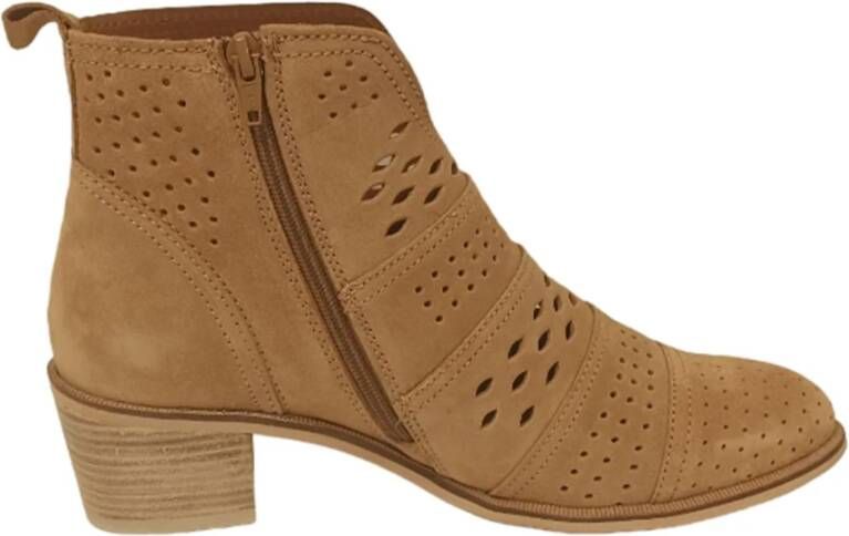 Alpe Casual Camel Suède Dames Enkellaarsjes Brown Dames