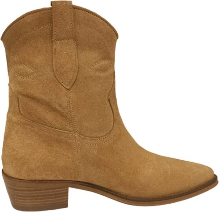 Alpe Casual Camel Suède Dames Enkellaarsjes Brown Dames