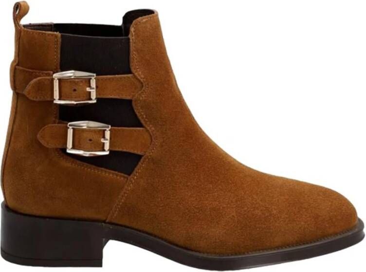 Alpe Casual Camel Suède Dames Enkellaarsjes Brown Dames