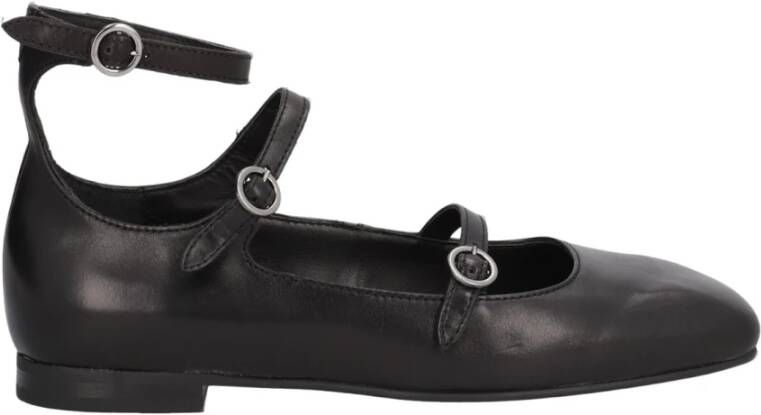 Alpe Casual Zwarte Leren Ballet Flats Black Dames