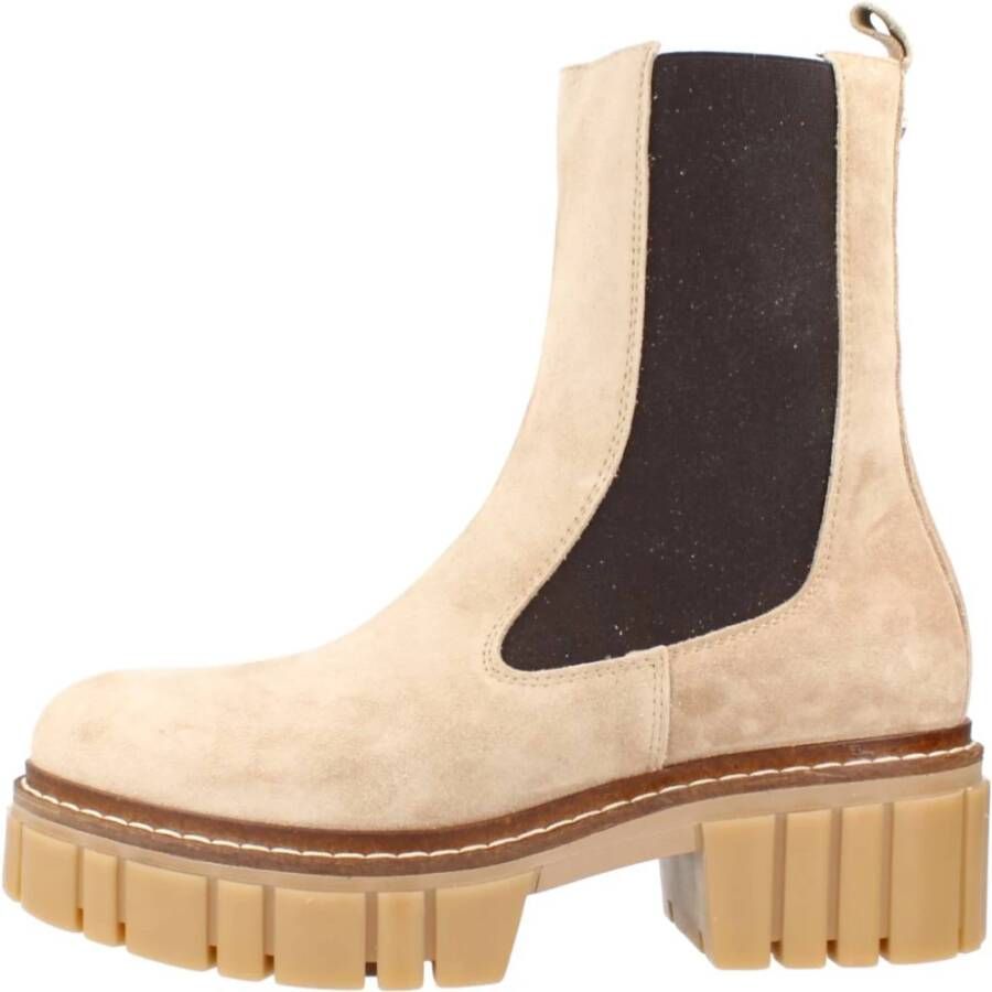 Alpe Klassieke Chelsea Boots met zijpanelen Beige Dames