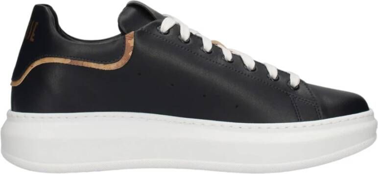 Alviero Martini 1a Classe Blauwe leren sneakers met Geo Classic-details Blue Heren