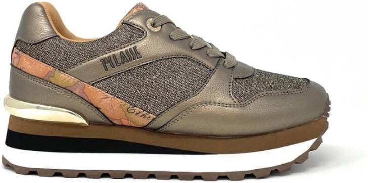 Alviero Martini 1a Classe Bronze Geo Inzet Platform Sneakers 2014 Brown Dames