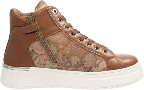 Alviero Martini 1a Classe Bruine Sneakers met Geo Classic Print Brown Dames