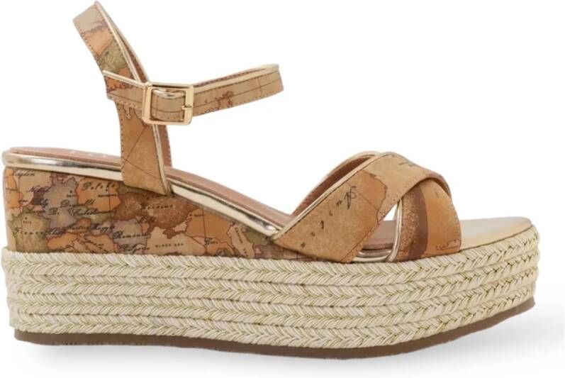 Alviero Martini 1a Classe Natuurlijke Geo Classic Sleehak Sandalen Beige Dames