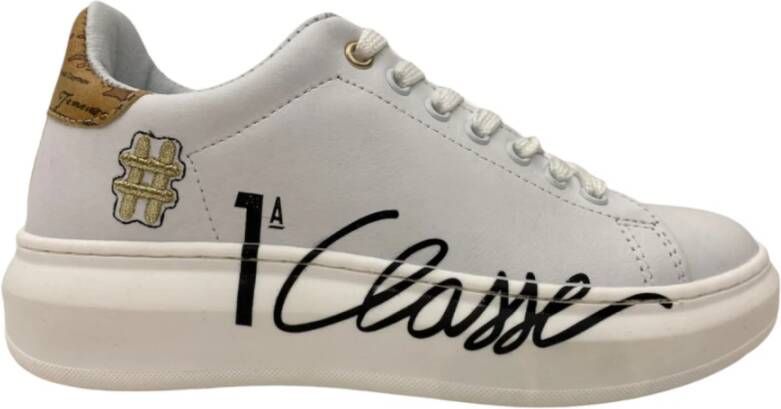 Alviero Martini 1a Classe Witte Leren Sneakers met Inzetstukken White Dames