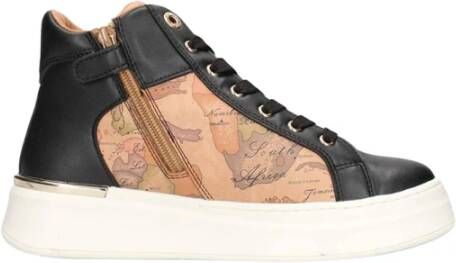 Alviero Martini 1a Classe Zwarte Sneakers met Kaartprint Black Dames