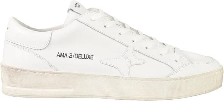 Ama Brand Leren Sneakers met Rubberen Zool White Heren