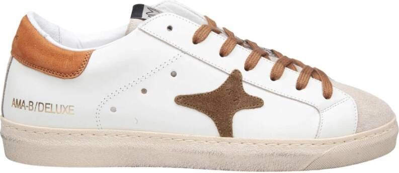 Ama Brand Wit Cognac Leren Sneakers Aw24 White Heren