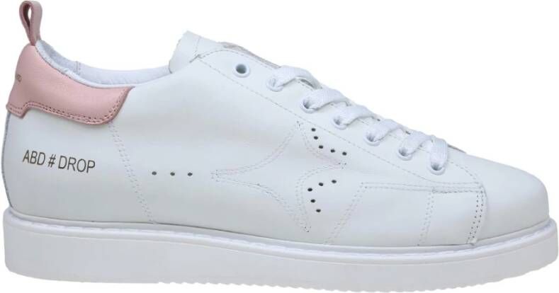 Ama Brand Wit Roze Leren Sneakers Vetersluiting White Heren