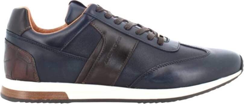 Ambitious Blauwe Leren Hardloopsneakers met Bruine Details Blauw Heren