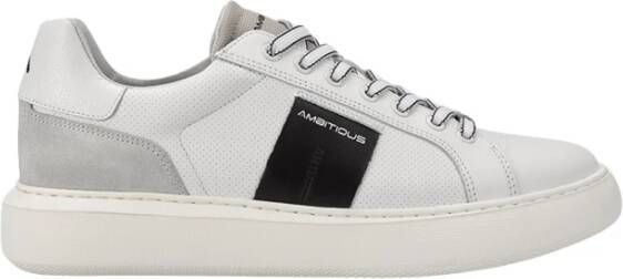 Ambitious Casual Leren Sneaker met Contrastdetails White Heren