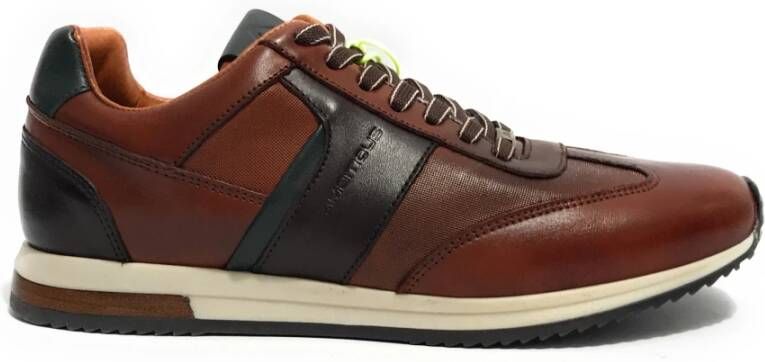 Ambitious Cognac Combi Leren Hardloopsneaker Bruin Heren