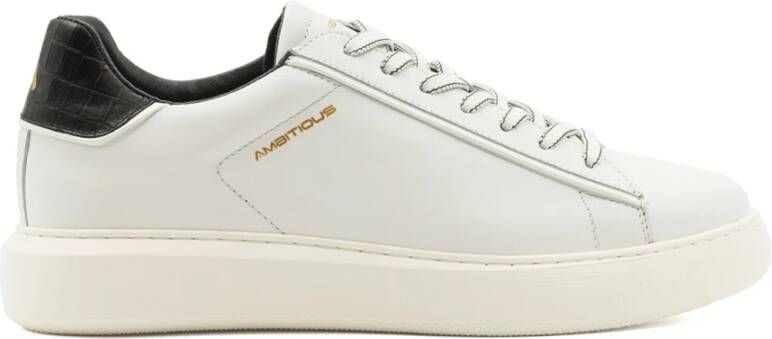 Ambitious Heren Sneaker van Wit Zwart Leer White Heren