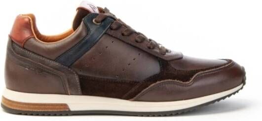 Ambitious Heren leren en technische stof sneakers Brown Heren