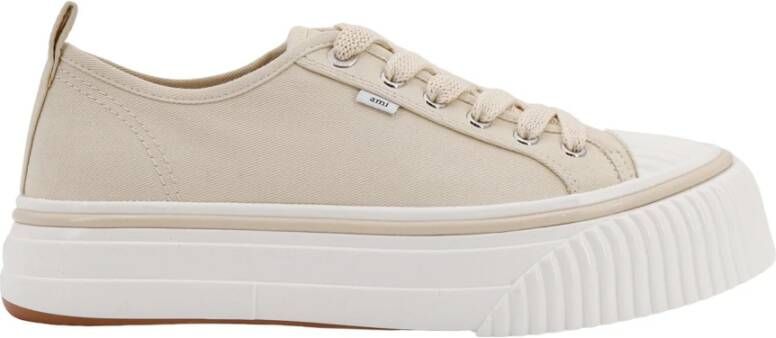 Ami Paris Beige Canvas Sneakers Beige Heren