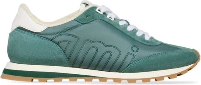 Ami Paris Groene Suède Sneakers Geborduurd Logo Green Heren