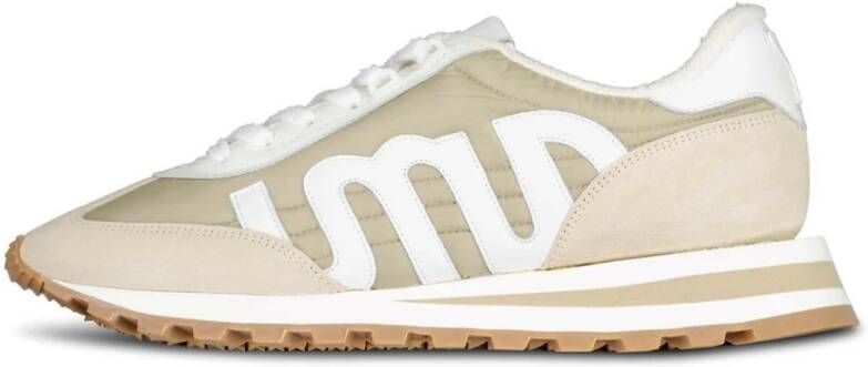 Ami Paris Leren Mix Sneakers Zacht Binnenwerk Beige Heren