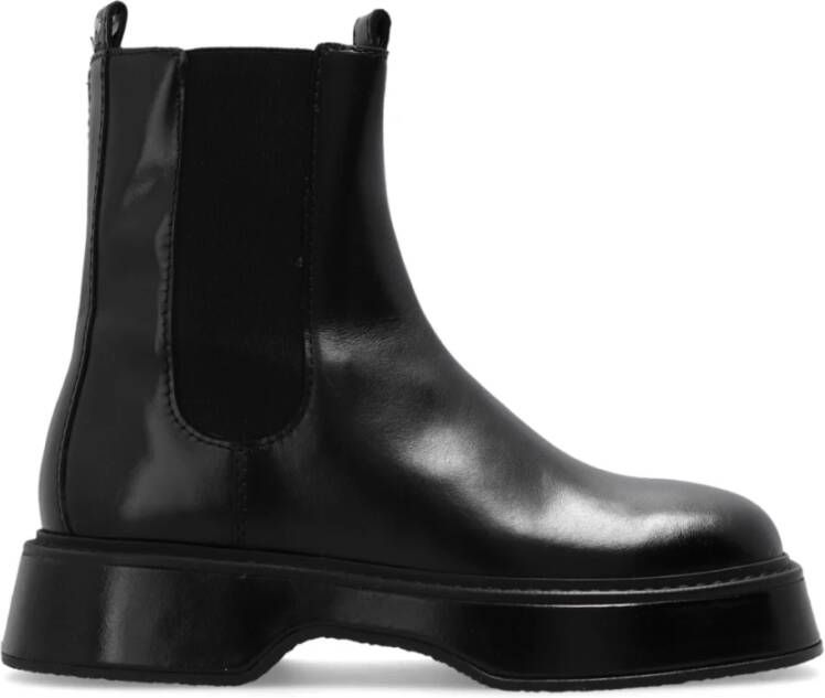 Ami Paris Square Toe Leather Chelsea Boots Black Heren