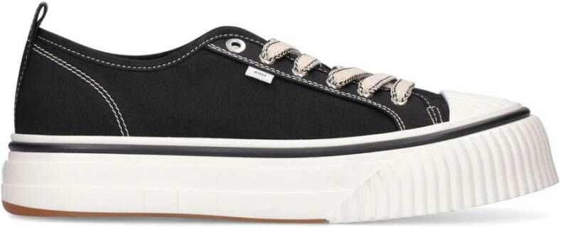 Ami Paris Zwarte Katoenen Sneakers met Versterkte Oogjes Black Heren