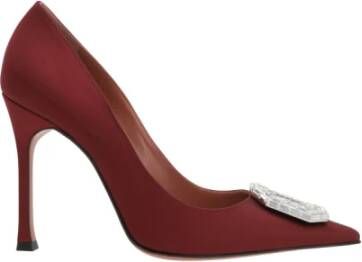 Amina Muaddi Bourgondische Kristal Broche Stiletto Hakken Red Dames