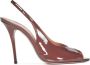 Amina Muaddi Bruine Peep-Toe Slingback Pumps Brown Dames - Thumbnail 5