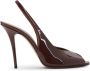 Amina Muaddi Bruine Peep-Toe Slingback Pumps Brown Dames - Thumbnail 13