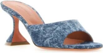 Amina Muaddi Denim Acid Heeled Mules Blue Dames