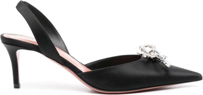 Amina Muaddi Elegante Slingback Pumps in Zwart Satijn Black Dames