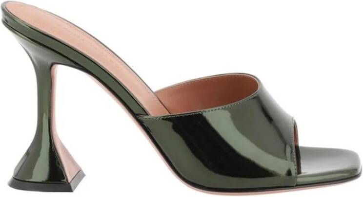 Amina Muaddi Geometrische leren sandalen met reliëf binnenzool Green Dames