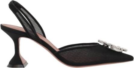 Amina Muaddi Kristal Mesh Slingback Hakken Black Dames