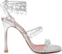 Amina Muaddi Kristalapplicatie Leren Sandalen Gray Dames - Thumbnail 1