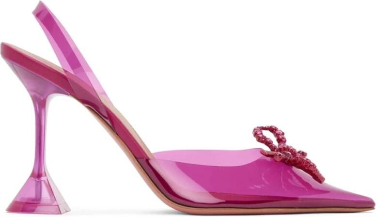 Amina Muaddi Roze Kristallen Pumps met Slingback Bandje Pink Dames