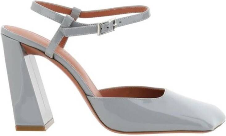 Amina Muaddi Lakleren Charlotte Pumps met sculpturale hak Gray Dames