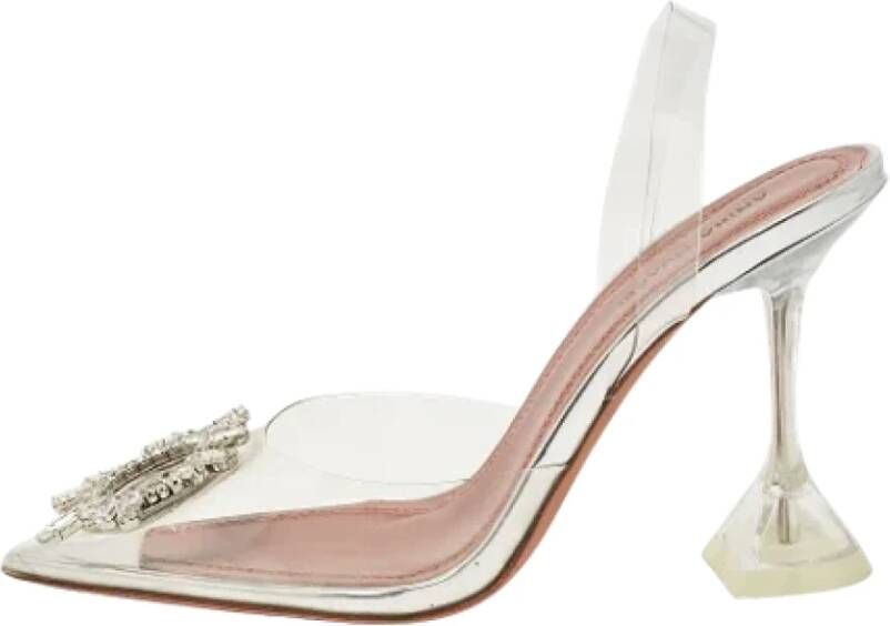 Amina Muaddi Pre-owned Fabric heels Beige Dames