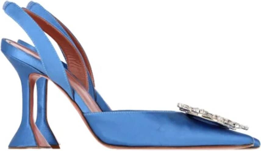 Amina Muaddi Pre-owned Fabric heels Blue Dames